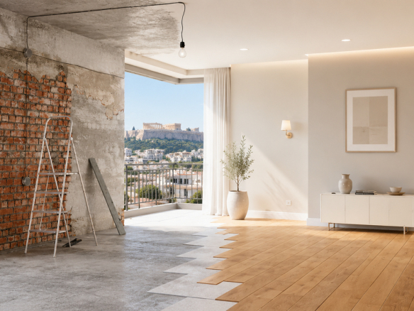 Renovated apartment in Athens with Acropolis view and modern interior design