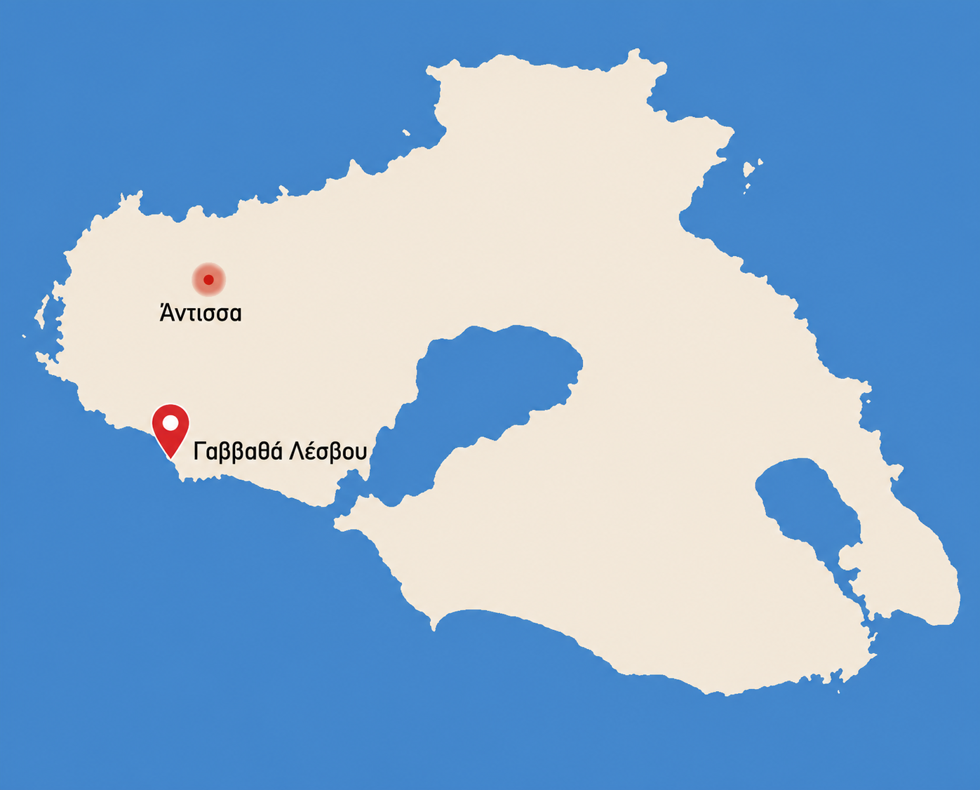 map-for-gavatha-lesvos Beachfront Plot of 1,387 sq.m. for Sale in Gavathas, Lesvos
