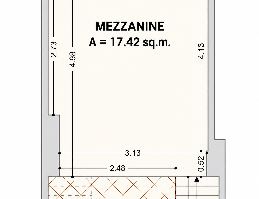 Mezzanine floor plan of commercial property for sale in Omonia, Athens – 17.42 sq.m.