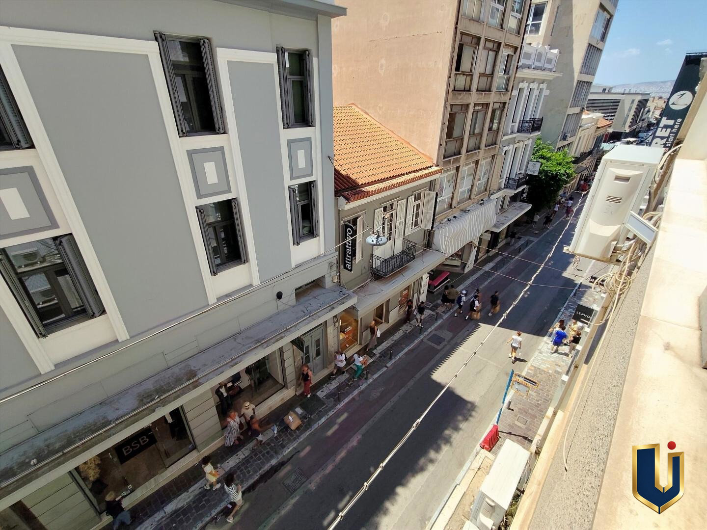 Ermou Street View towards Monastiraki View along Ermou Street towards Monastiraki from the second-floor office at 64 Ermou Street, Athens.