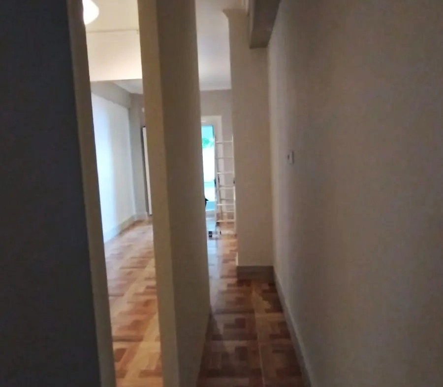 Interior view of the apartment’s large room with parquet flooring in Ano Patisia, Athens