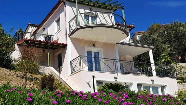 Newly built three-level villa with balconies and garden in Anaxos, Lesvos