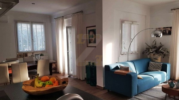 Living room and dining area in a villa in Anaxos, Lesvos