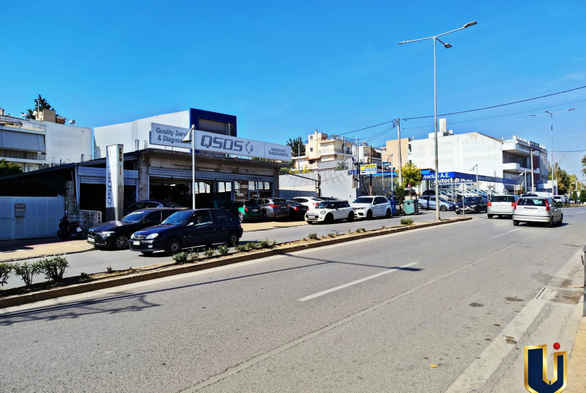 Street-facing view of a commercial property on Tatoiou Avenue in Metamorfosi, Attica.