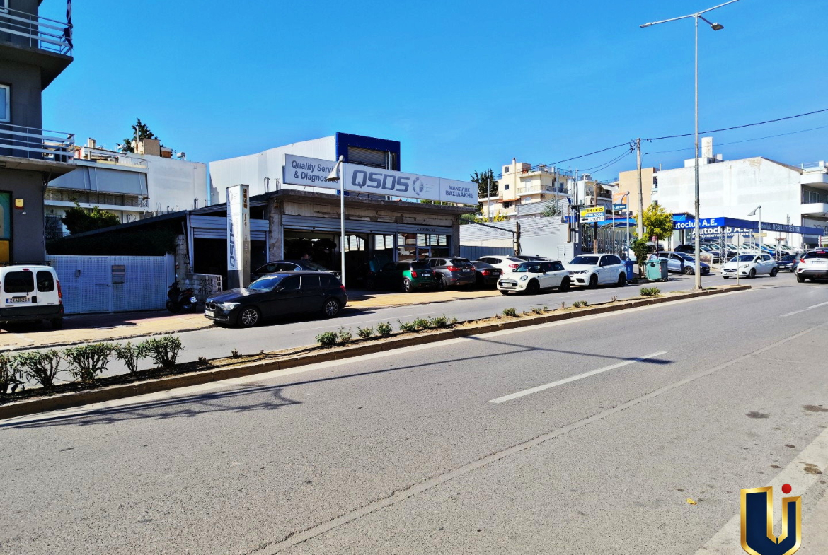 Roadside view of a commercial property on Tatoiou Avenue in Metamorfosi, Attica.