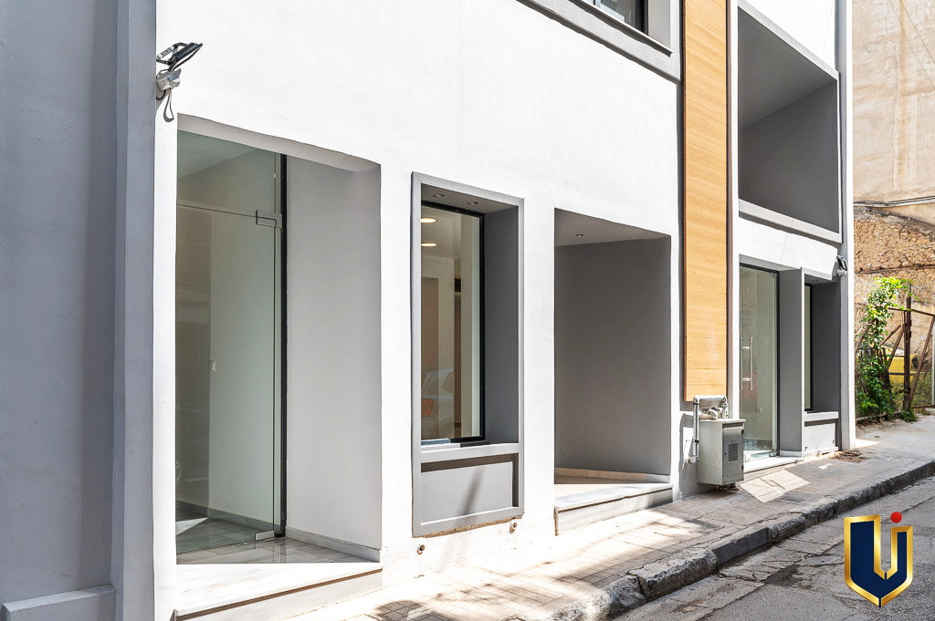 Street-level view of the facade and entrance of Athens investment property 150-1075.